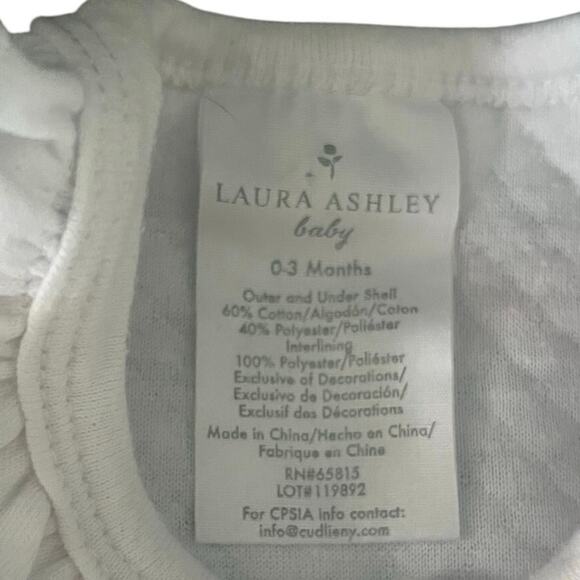 Laura Ashley | Baby Girls Pink & White Floral Print Sleeper | Size 0-3 Mos - Picture 5 of 9
